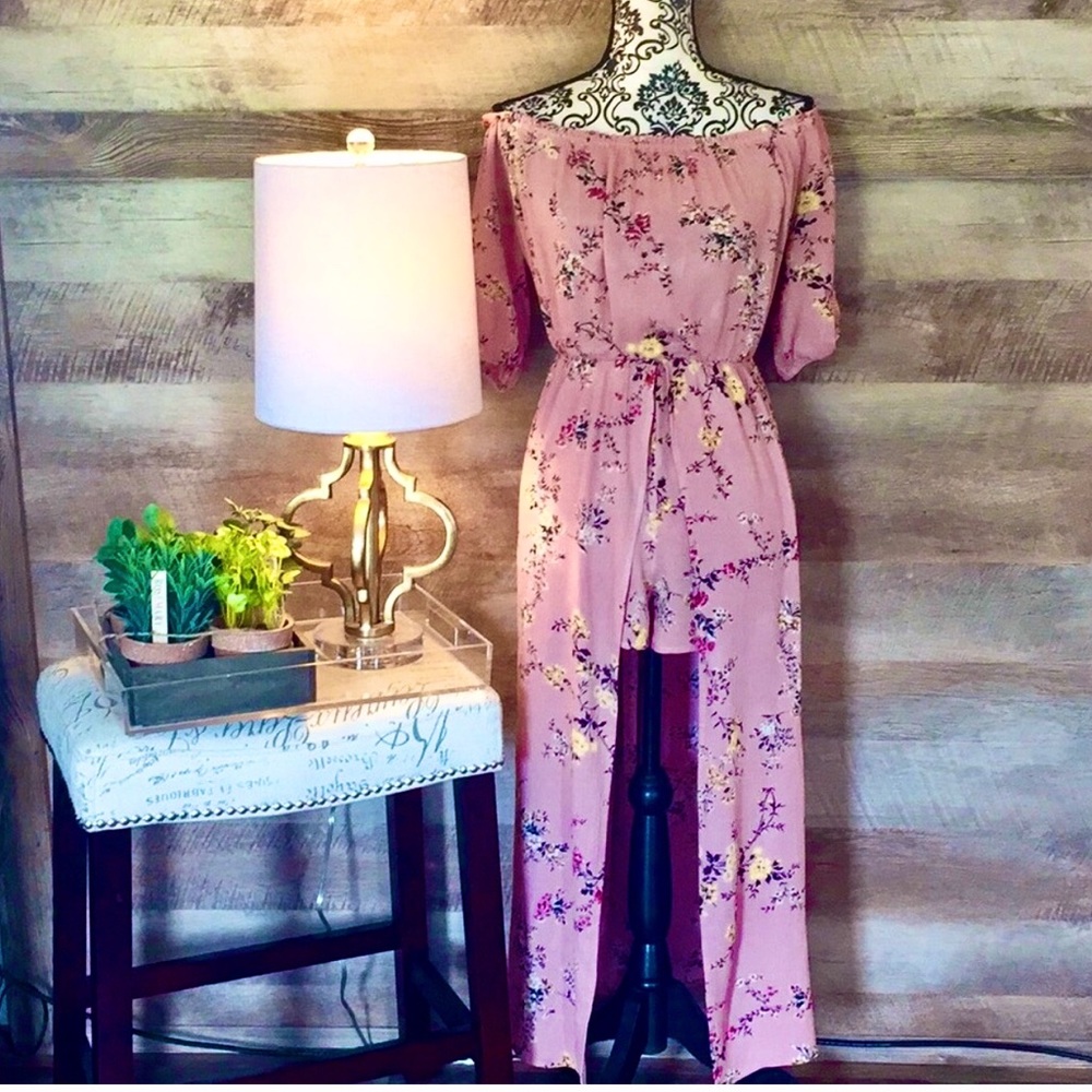 ⭐️SOLD⭐️Off The Shoulder Romper Maxi Dress - Picture 1 of 6